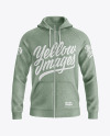 Heather Raglan Full-Zip Hoodie Mockup - Front View