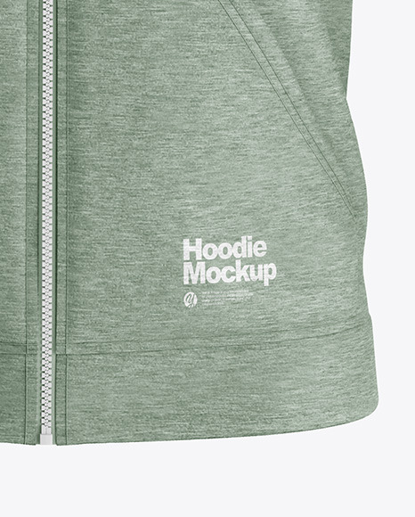 Heather Raglan Full-Zip Hoodie Mockup - Front View