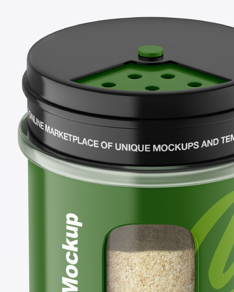 Glossy Spice Jar w/ Granulated Garlic Mockup