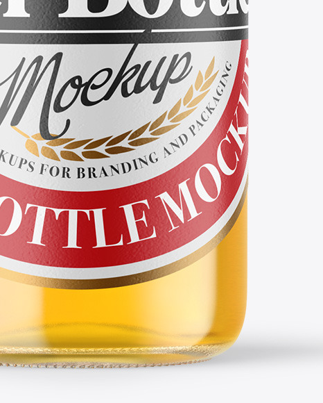 Clear Glass Lager Beer Bottle Mockup