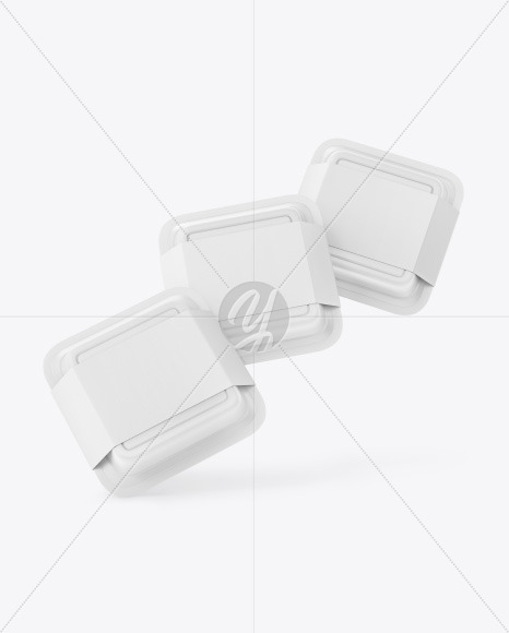 Three Matte Food Container Mockup