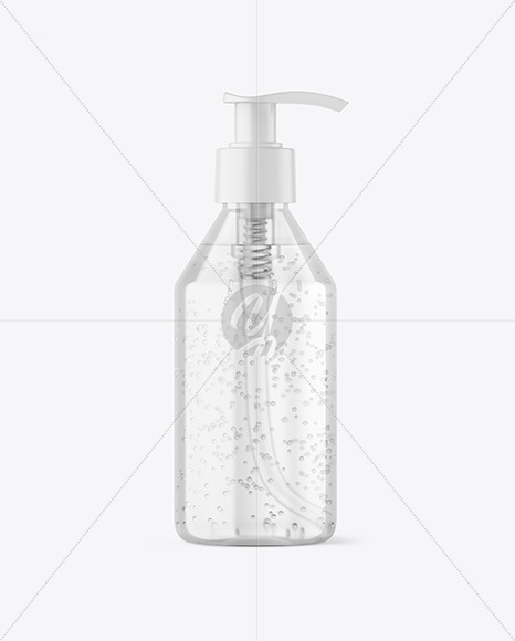 Clear Cosmetic Bottle with Pump Mockup Clear Cosmetic Bottle with Pump Mockup