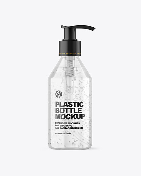 Clear Cosmetic Bottle with Pump Mockup Clear Cosmetic Bottle with Pump Mockup