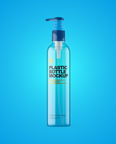 Clear Cosmetic Bottle with Pump Mockup