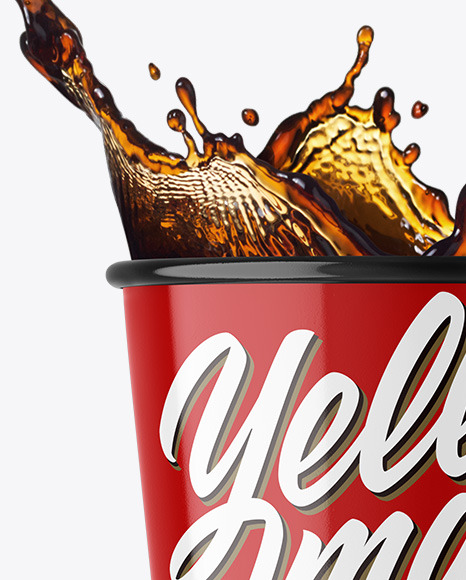 Glossy Paper Coffee Cup w/ Splash Mockup