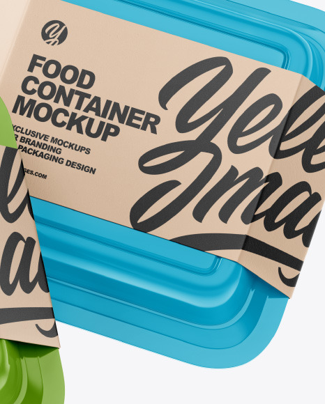 Three Glossy Food Containers w/ Kraft Labels Mockup