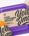 Three Matte Food Containers w/ Kraft Labels Mockup