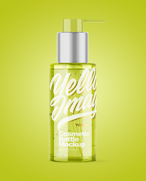 Colored Cosmetic Bottle with Pump Mockup