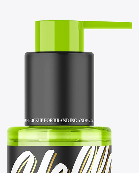 Colored Cosmetic Bottle with Pump Mockup