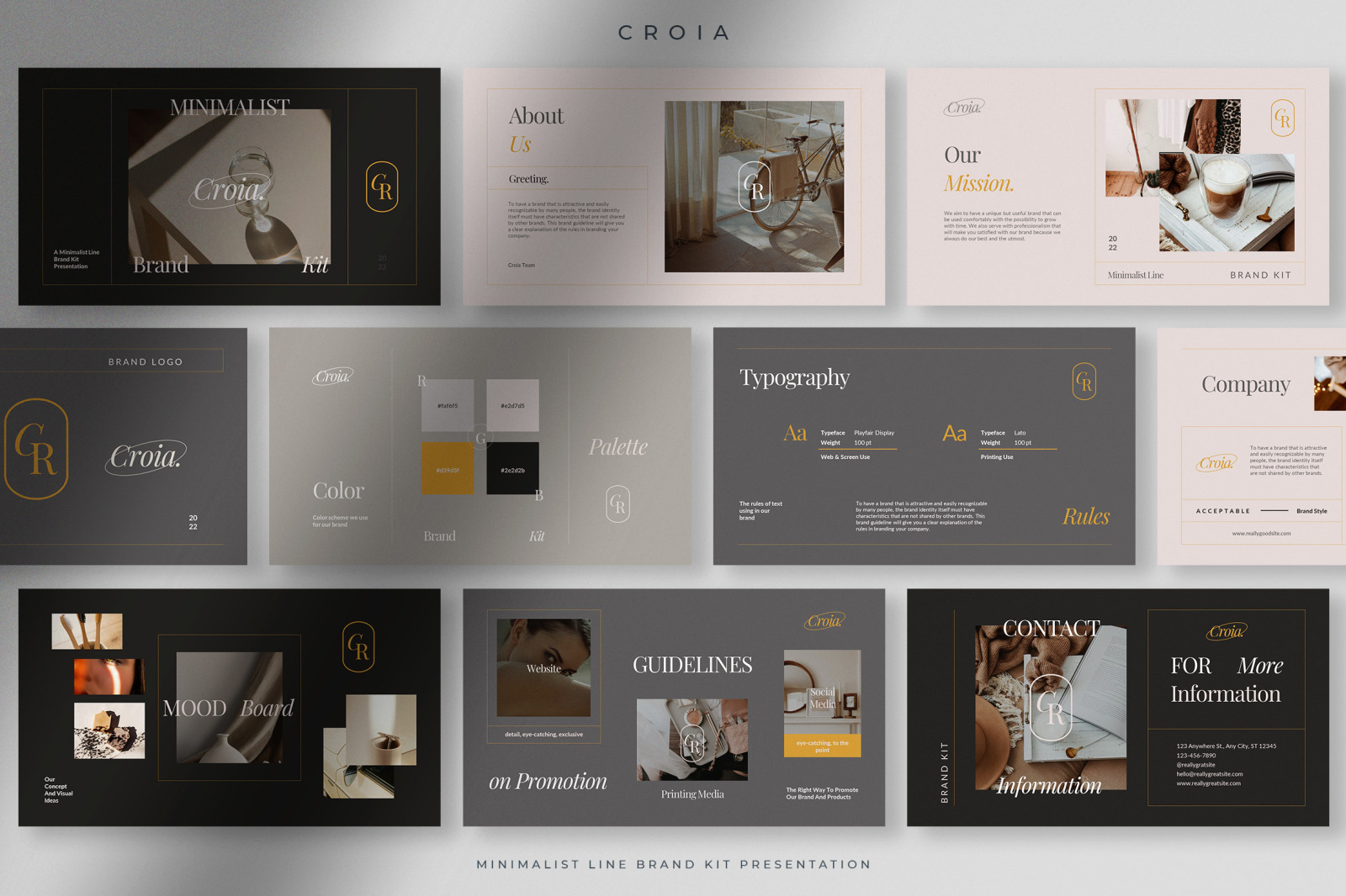 Croía - Gray Sand Minimalist Line Brand Kit Presentation