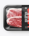 Plastic Tray With Marbled Beef Mockup