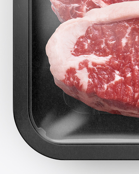 Plastic Tray With Marbled Beef Mockup