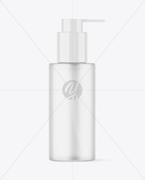 Frosted Cosmetic Bottle with Pump Mockup