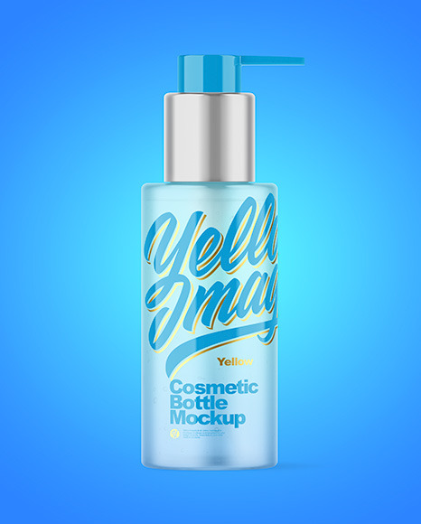 Frosted Cosmetic Bottle with Pump Mockup