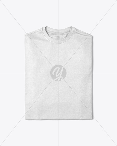 Folded Round Neck T-Shirt Mockup