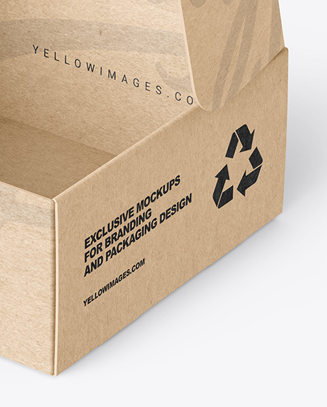 Opened Kraft Paper Mailing Box Mockup