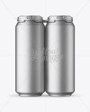 Pack with 4 Matte Metallic Aluminium Cans with Plastic Holder - Front View