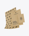 3 Kraft Paper Pieces Mockup - Half Side View