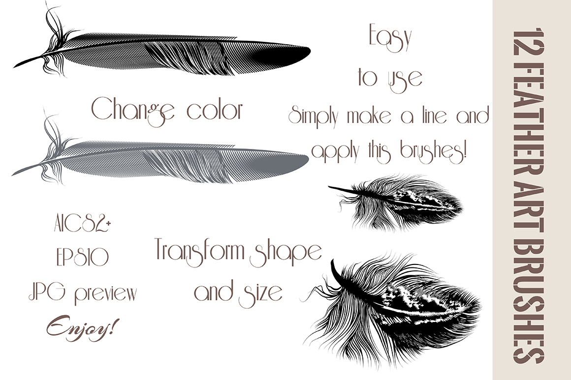 Feather brushes for Adobe Illustrator