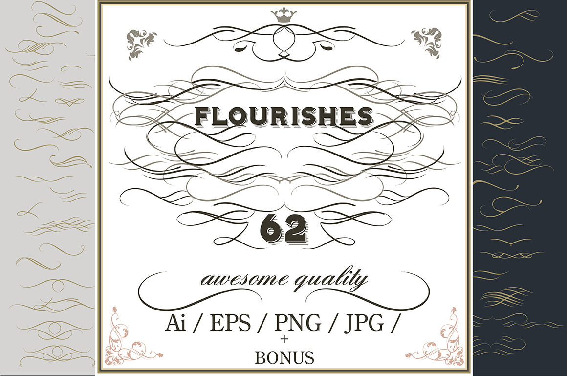 Collection of vector decorative flourishs in vintage style Collection of vector decorative flourishs in vintage style