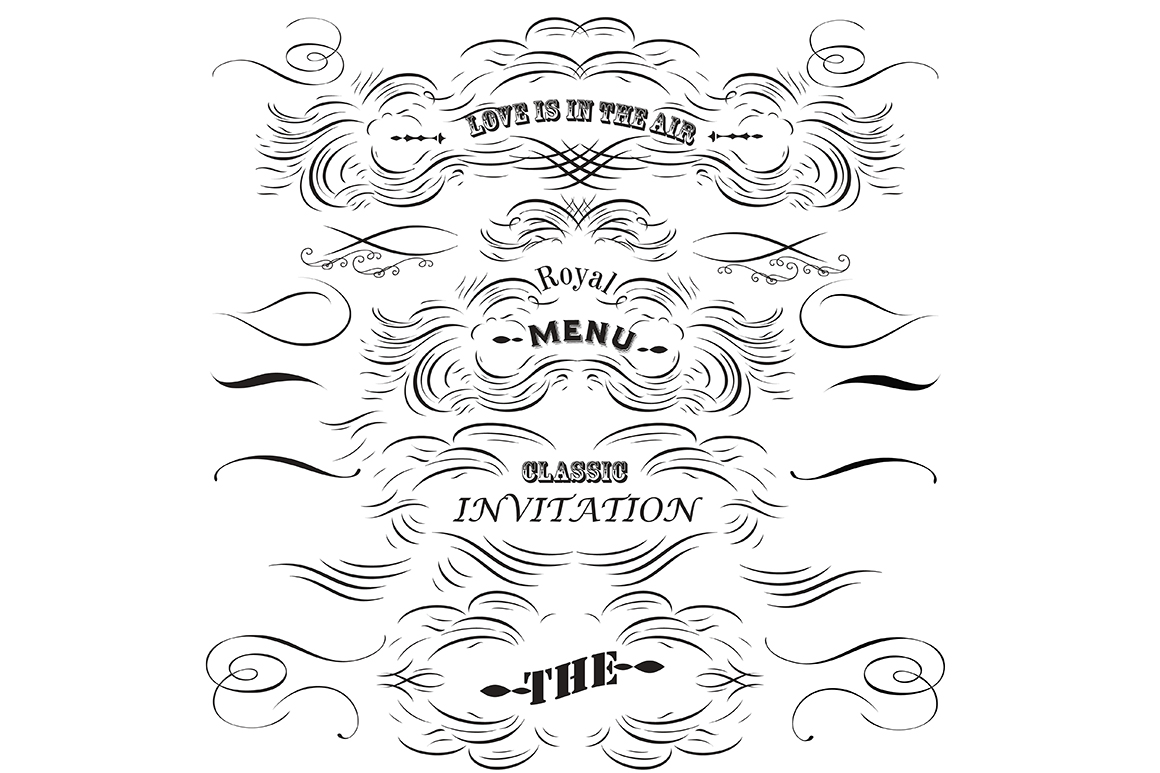 Collection of vector decorative flourishs in vintage style Collection of vector decorative flourishs in vintage style