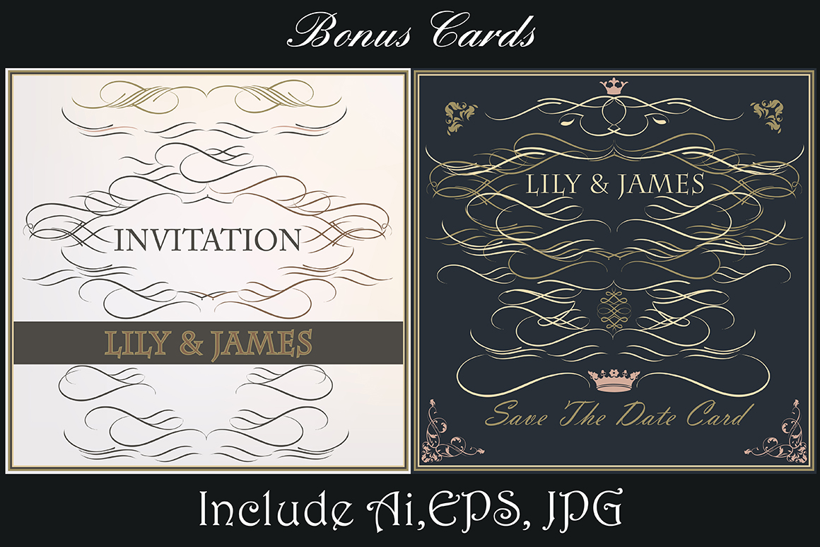 Collection of vector decorative flourishs in vintage style Collection of vector decorative flourishs in vintage style
