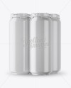 Pack with 4 Glossy Aluminium Cans with Plastic Holder - Half Side View