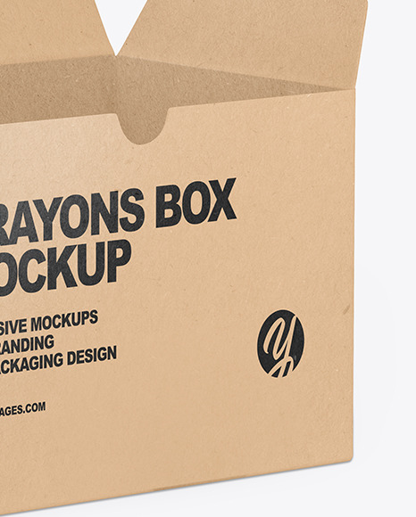 Kraft Paper Box with Crayons Mockup