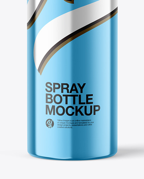 Glossy Metallic Aerosol Bottle Mockup