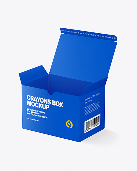 Paper Box with Crayons Mockup