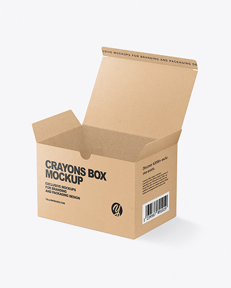 Kraft Paper Box with Crayons Mockup