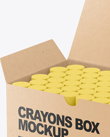 Kraft Paper Box with Crayons Mockup