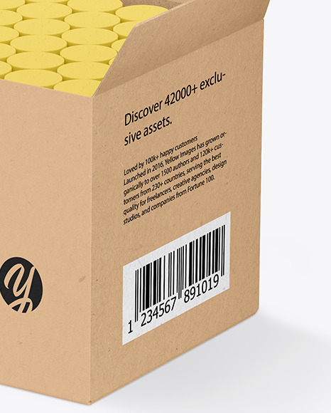 Kraft Paper Box with Crayons Mockup