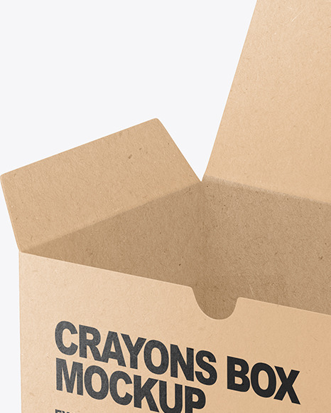 Kraft Paper Box with Crayons Mockup