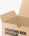 Kraft Paper Box with Crayons Mockup