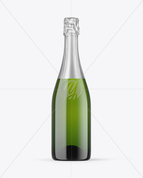 Green Glass Champagne Bottle Mockup