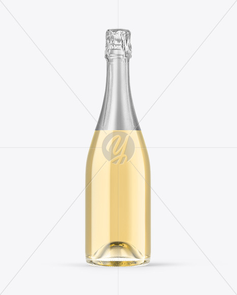 Clear Glass White Champagne Bottle Mockup