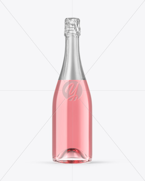 Clear Glass Pink Champagne Bottle Mockup