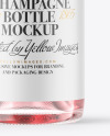 Clear Glass Pink Champagne Bottle Mockup