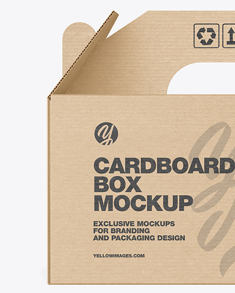 Kraft Cardboard Box w/ Handle Mockup