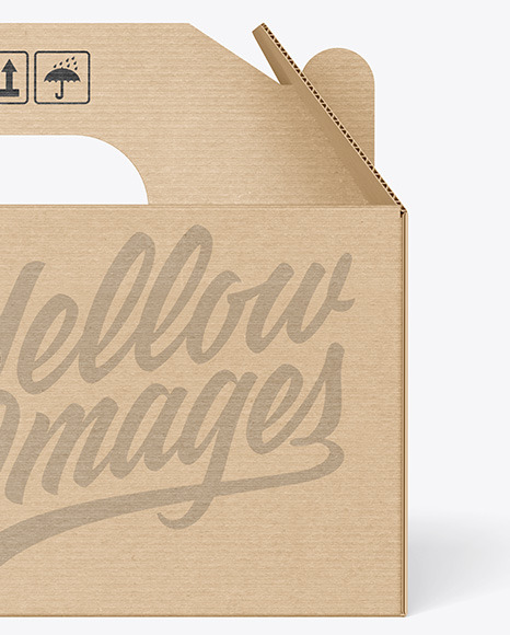 Kraft Cardboard Box w/ Handle Mockup