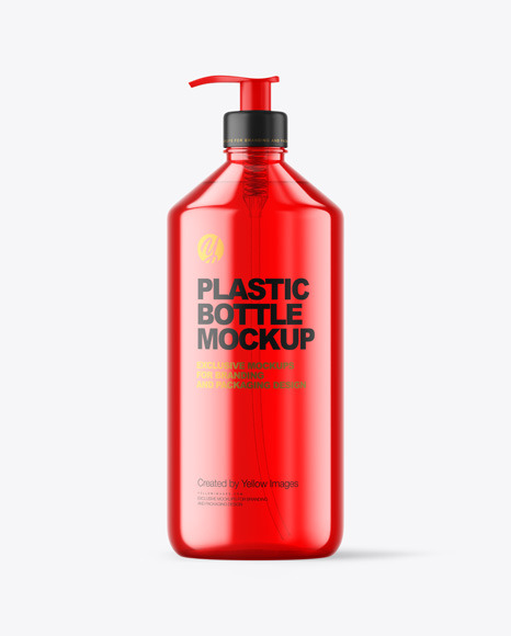 Color Plastic Bottle with Pump Mockup