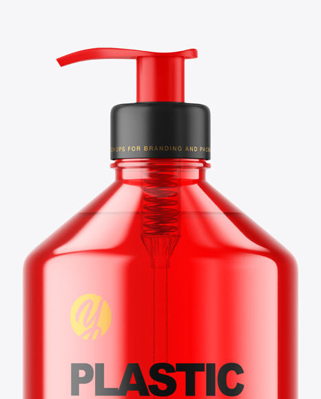Color Plastic Bottle with Pump Mockup