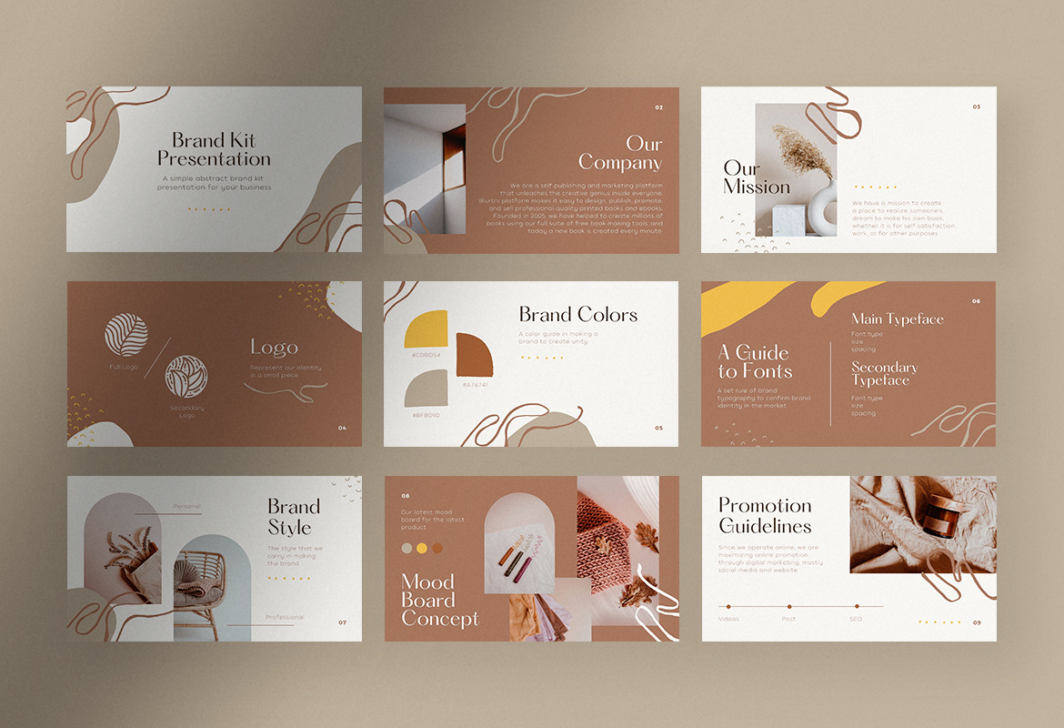 Simple Beige Abstract Brand Kit Presentation Canva