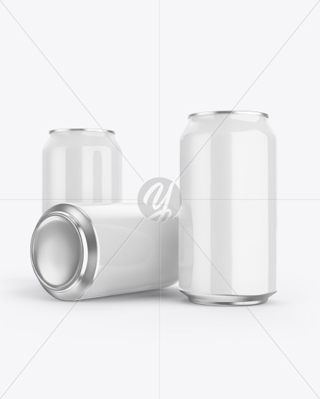 Three Aluminium Drink Cans With Glossy Finish