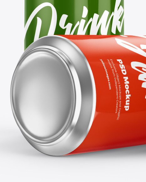 Three Aluminium Drink Cans With Glossy Finish