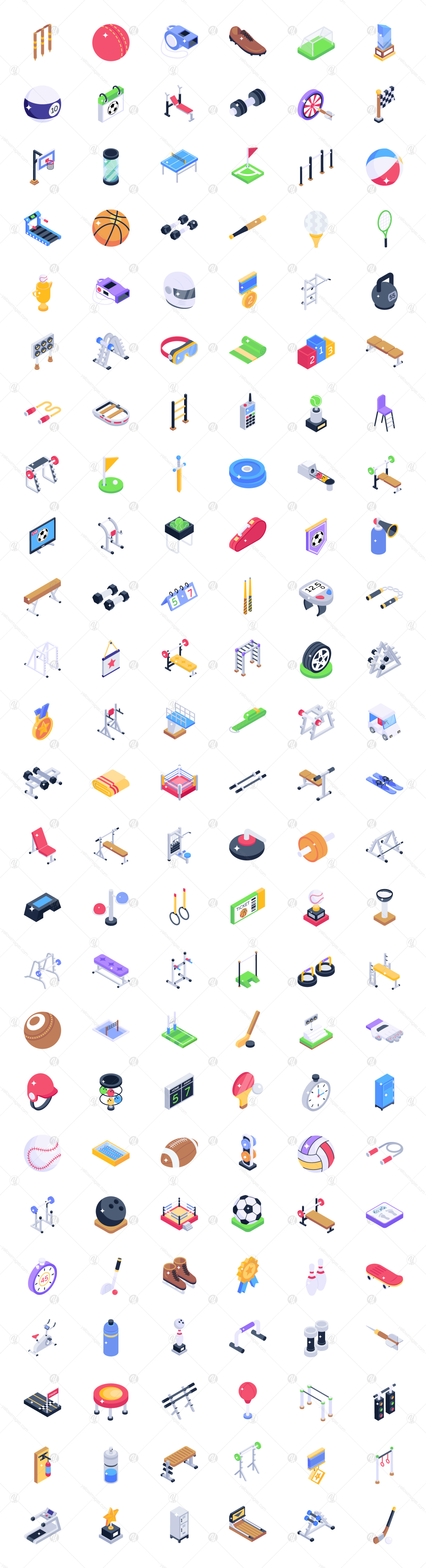 200+ Sports Isometric Icons 200+ Sports Isometric Icons