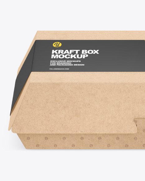 Kraft Food Box w/ Label Mockup