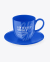 Glossy Coffee Cup w/ Plate Mockup