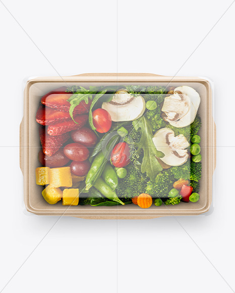 Paper Food Container With Vegan Lunch Mockup